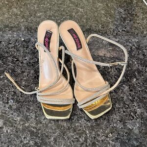 Wild Diva Gold Strappy Heels